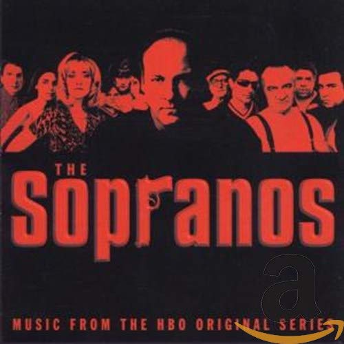 CD cover for "The Sopranos" soundtrack, featuring cast portraits in red.