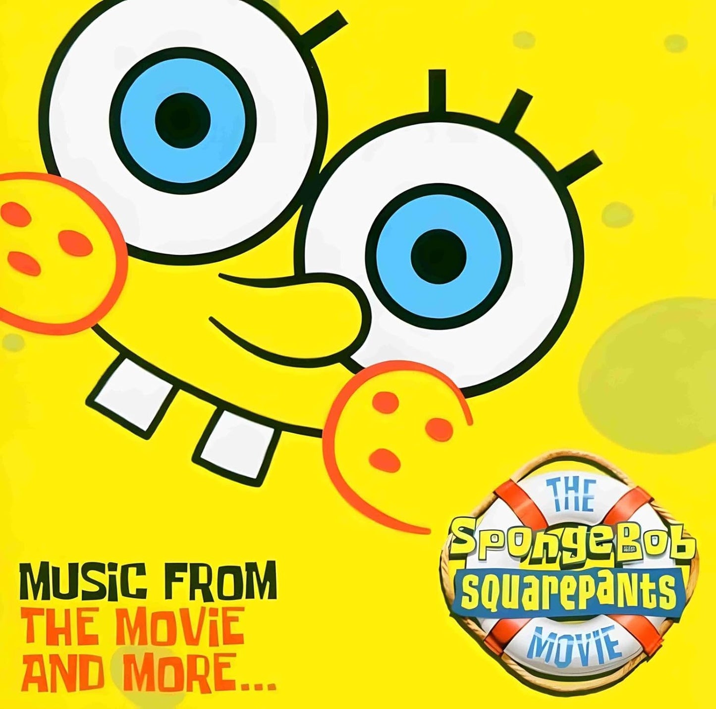 SpongeBob SquarePants vinyl record cover with bright yellow and blue colors.