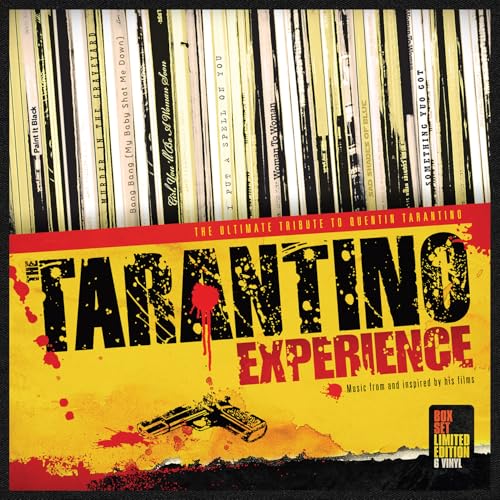 Yellow box set cover for "The Tarantino Experience" with a gun graphic.