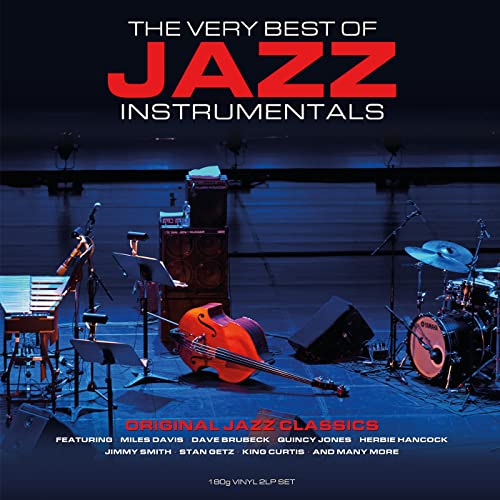 Jazz instrumentals vinyl record cover with stage instruments and red text.