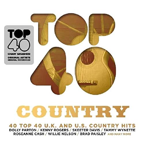CD cover for “Top 40 Country” featuring golden guitar shapes.