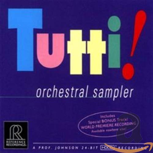 CD cover for “Tutti Orchestral Sampler” with colorful, blocky text.