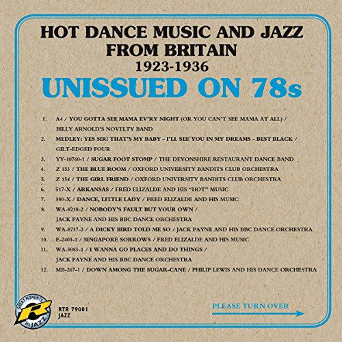 CD back cover listing tracks from British dance and jazz recordings, 1923-1936.