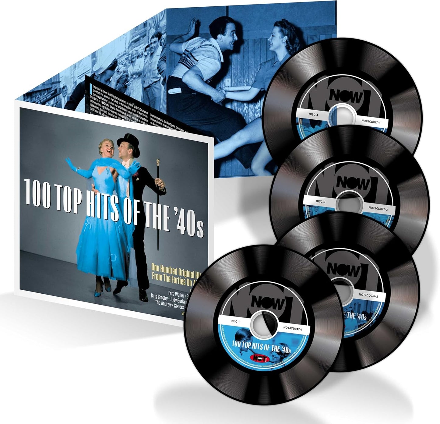 Stack of four CDs with a 1940s-themed cover featuring singers.