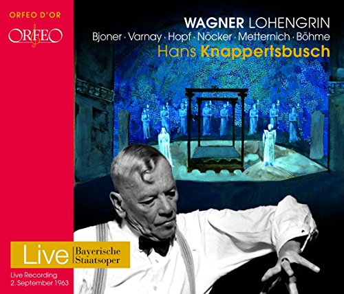 CD cover for Wagner’s Lohengrin, featuring a portrait and stage scene.