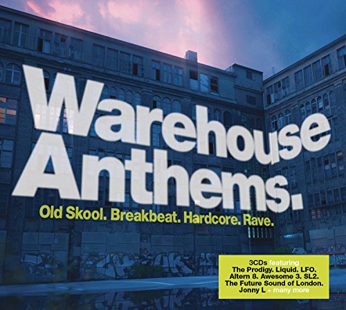 CD cover for “Warehouse Anthems” with building image and text.