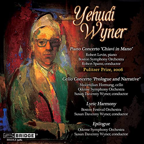 CD cover featuring a painted portrait of Yehudi Wyner, composer.