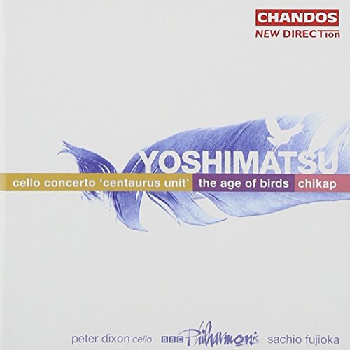 CD cover featuring a blue feather, Yoshimatsu text, and Chandos New Direction branding.