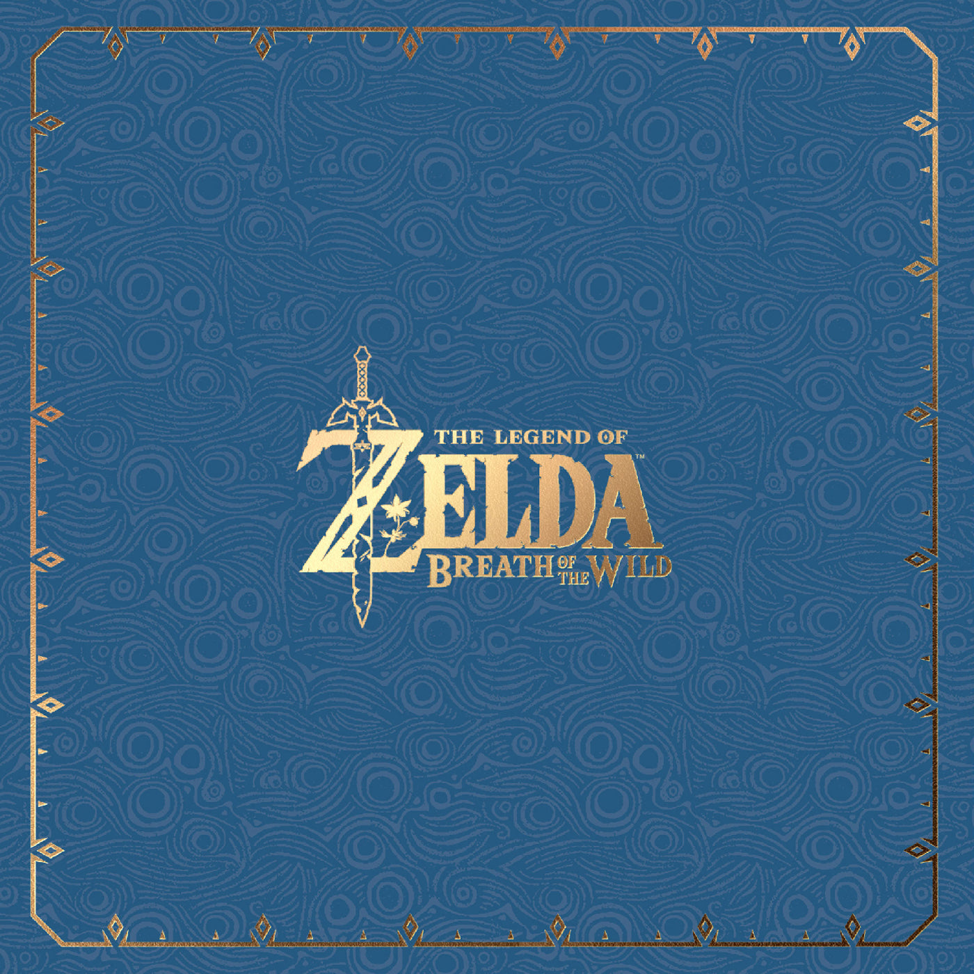“The Legend of Zelda: Breath of the Wild” vinyl album cover, blue and gold.