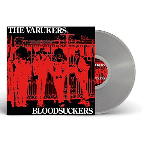 Varukers “Bloodsuckers” clear vinyl record with red and black cover art.