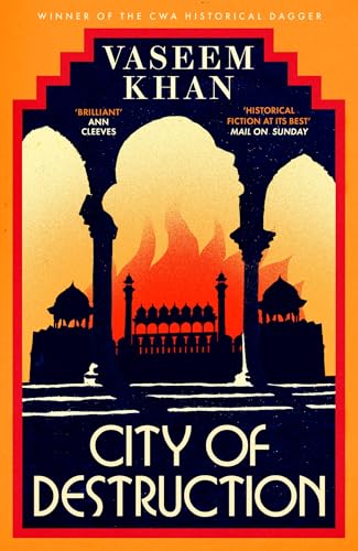 Book cover: silhouetted Indian architecture against a fiery orange and red sky.