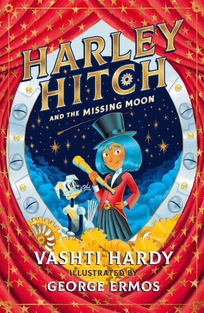 Book cover featuring a girl with a telescope and her dog, starry background.