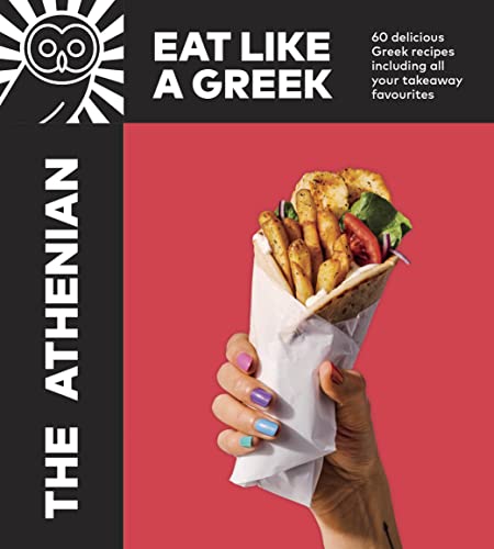 Cookbook cover featuring a hand holding a wrapped Greek gyro.