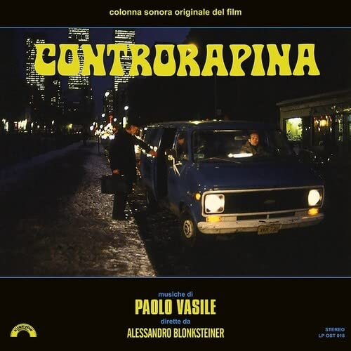 Vinyl record cover: nighttime city scene with a van and figures.