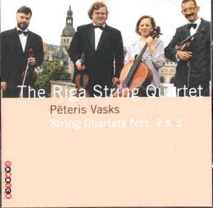 CD cover featuring the Riga String Quartet and composer Pēteris Vasks.