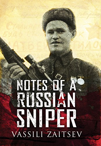 Book cover featuring a portrait of sniper Vassili Zaitsev holding a rifle against yellow text.