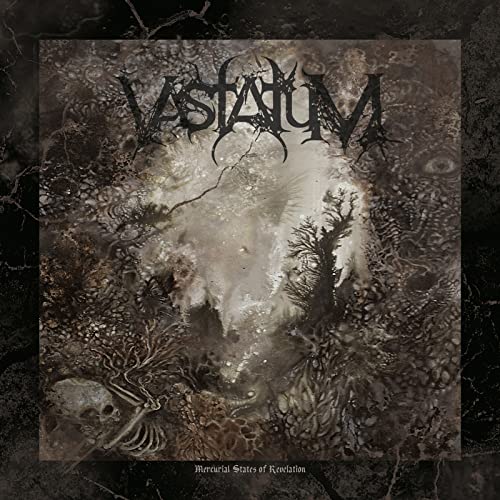 Dark, textured album cover for Vastatum’s “Mercurial States Of Revelation” CD.