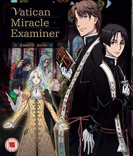 Anime characters including two priests in a church setting on a Blu-ray cover.
