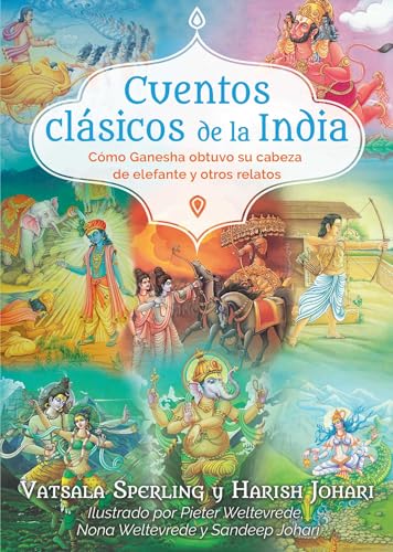 Book cover with colorful illustrations of Indian deities and stories.