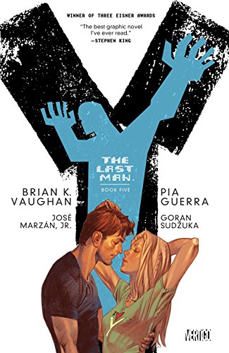 “Y The Last Man” trade paperback cover with a couple and blue hands.