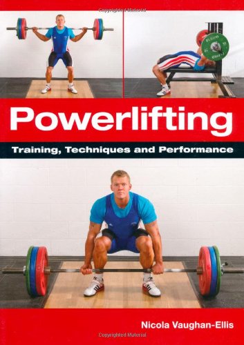 Book cover: “Powerlifting” with images of athletes lifting weights.