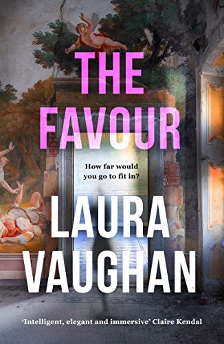 Book cover: "The Favour" by Laura Vaughan, featuring a doorway and angels.