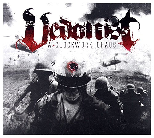 CD cover: soldiers in war scene with airships, red text “Vedonist”.