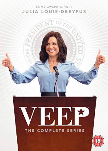 “Veep” DVD cover featuring Julia Louis-Dreyfus as a smiling president.