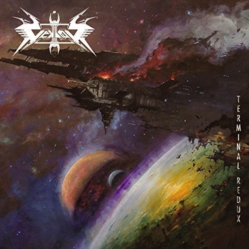 Album cover art featuring a planet and spaceship in outer space with text.