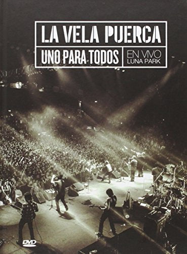 Concert photo of band La Vela Puerca performing to a large crowd.