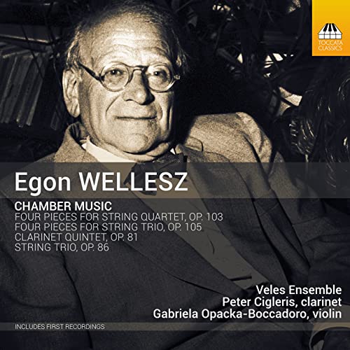 CD cover featuring a portrait of composer Egon Wellesz and musical details.