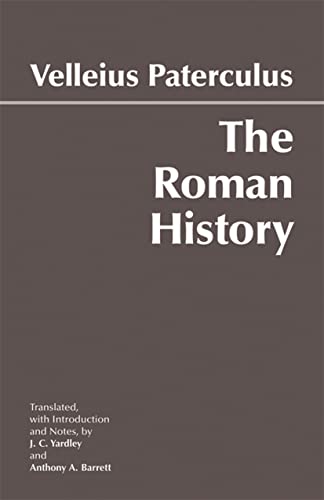 Book cover: "The Roman History" by Velleius Paterculus, dark gray background.