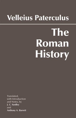 Book cover: "The Roman History" by Velleius Paterculus, dark brown background.