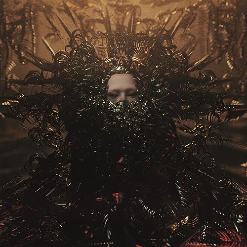 Dark, abstract album cover featuring a face obscured by intricate, spiky forms.