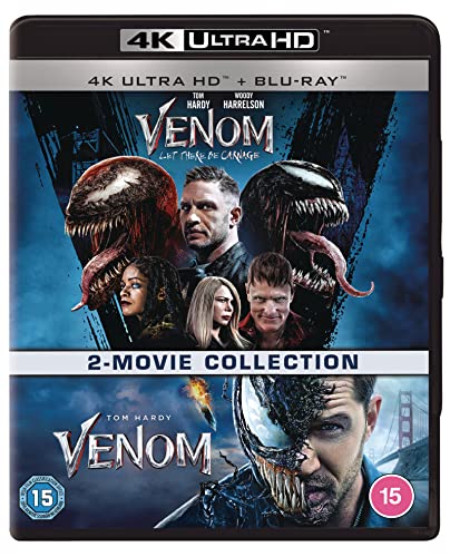 Venom 1 & 2 Blu-ray cover featuring Tom Hardy and the Venom symbiote.