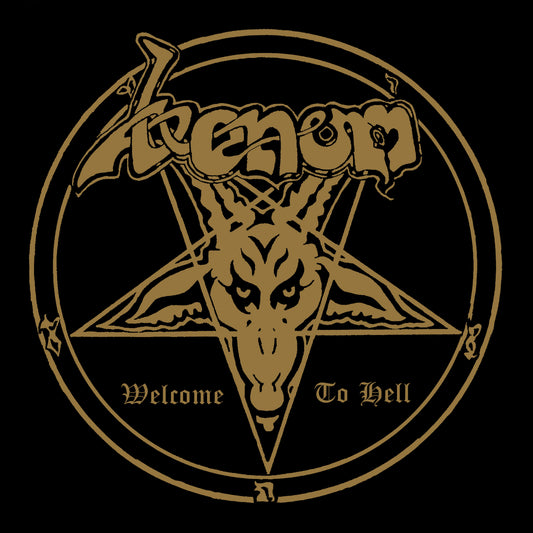 Venom “Welcome To Hell” CD cover: pentagram, goat skull, and band logo.