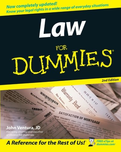 Book cover: "Law for Dummies" 2nd Edition with legal documents background.