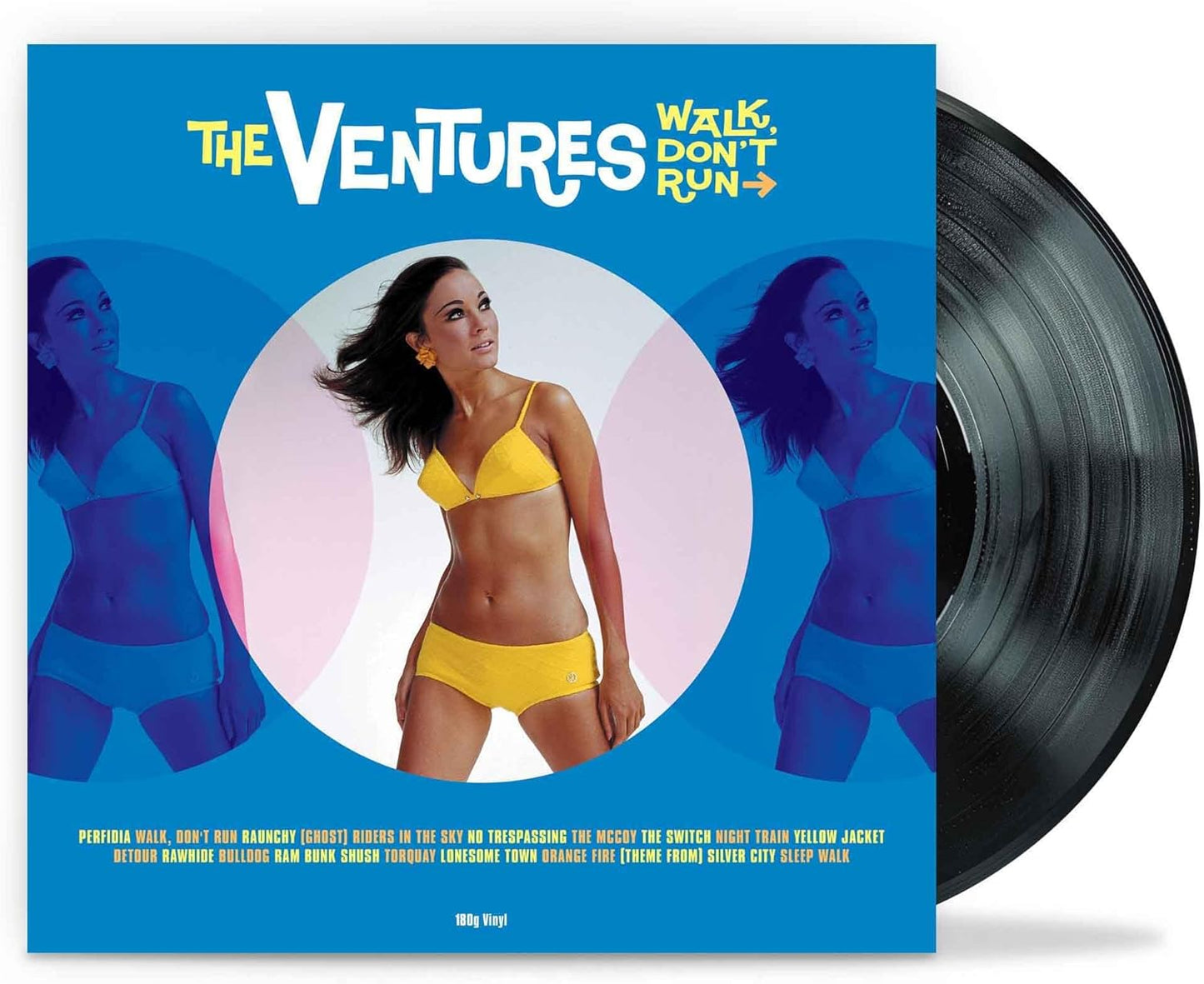 Vinyl record of The Ventures’ “Walk, Don’t Run” album cover.
