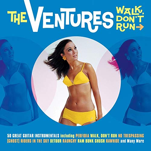 CD cover for The Ventures’ “Walk Don’t Run” featuring a woman in yellow.
