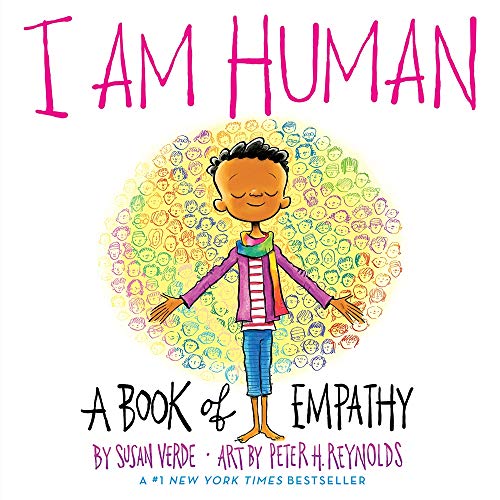 Book cover with a child embracing a circle of diverse faces.