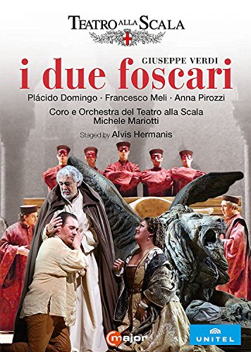 DVD cover for "I Due Foscari" featuring actors in period costumes and dramatic scene.