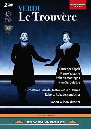 DVD cover for Verdi’s Le Trouvère opera, featuring two singers in costume.