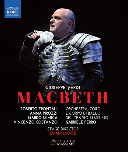 Blu-ray cover featuring a man in silver armor for Verdi's opera Macbeth.