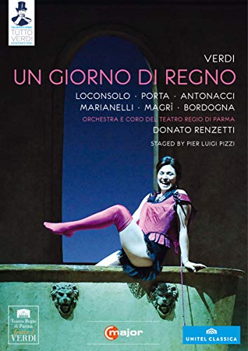 DVD cover for Verdi’s “Un Giorno Di Regno” opera, featuring a performer.