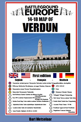Battleground Europe map of Verdun, featuring a war memorial and flags.