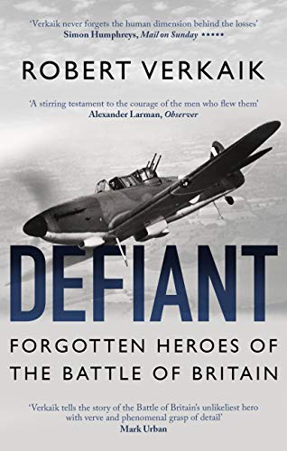 Book cover: “Defiant” about the Battle of Britain, featuring a fighter plane.