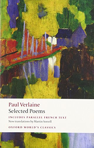 Book cover: “Selected Poems” by Paul Verlaine with abstract landscape art.