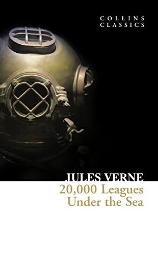 Book cover: vintage diving helmet with title "20,000 Leagues Under the Sea".