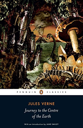 Book cover: "Journey to the Centre of the Earth" with prehistoric scene.