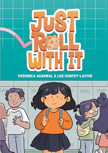 Book cover with colorful lettering, a die, and illustrated children.